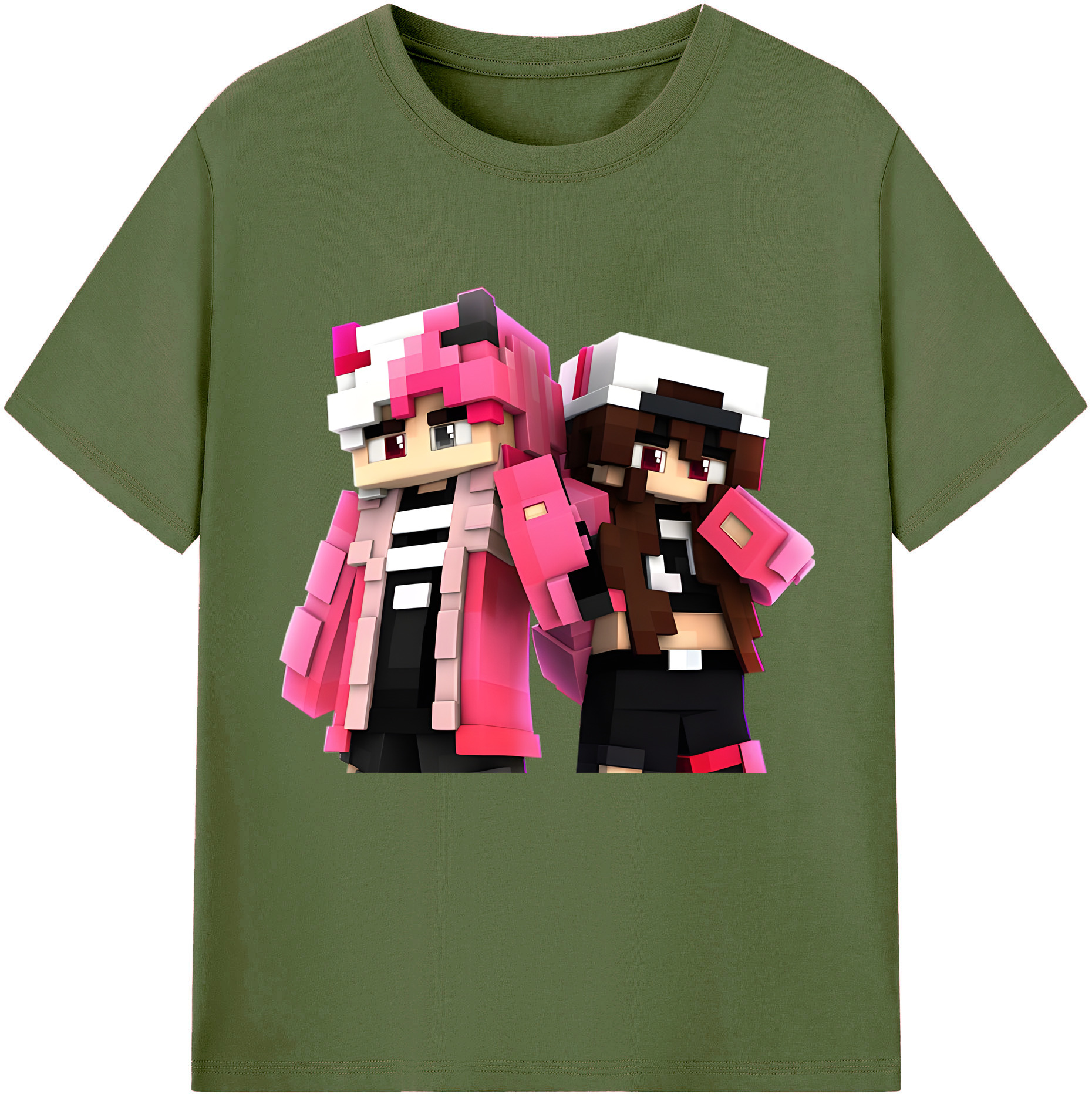 （画像用） マインクラフト ブロックの世界 Minecraft MC Block world 綿100％半袖Tシャツ（フロントプリント）